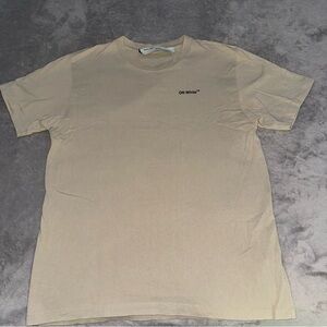 OFF-WHITE MARKER ARROW SLIM TAN/BROWN COTTON MEN’S T-SHIRT/TOP/SHORT SLEEVE